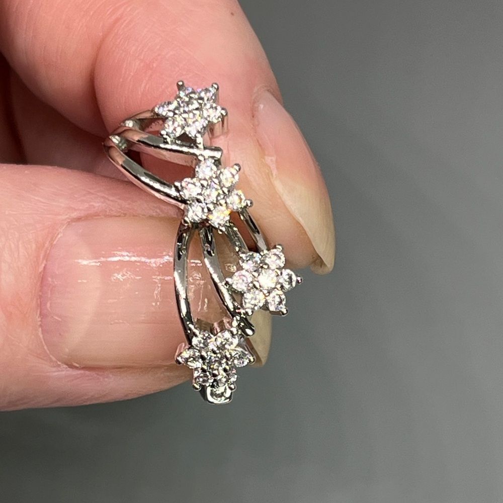 Cubic Zirconia Star Flower Earrings NWT
